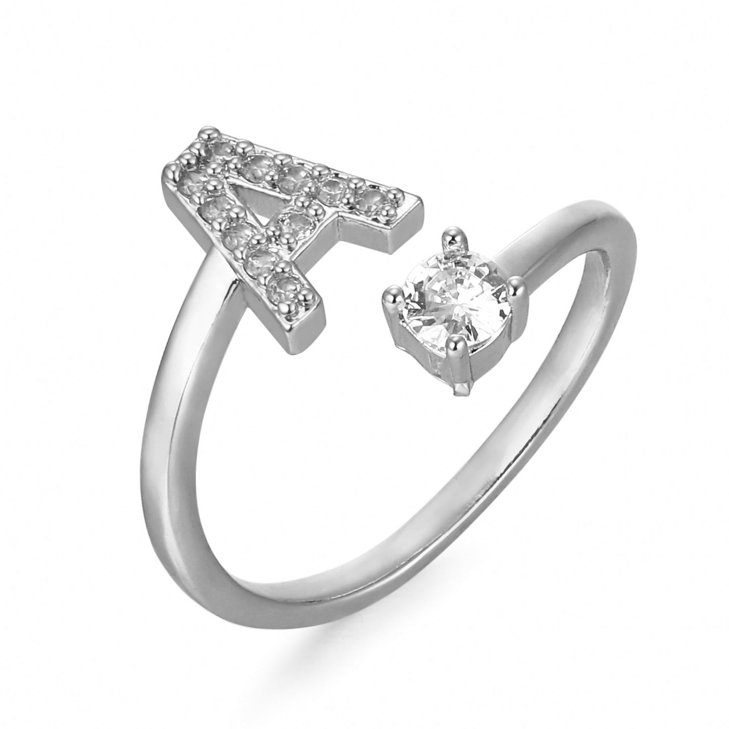 CrystalInitial Ring | Letter Ring 'Initial' with Zirconia