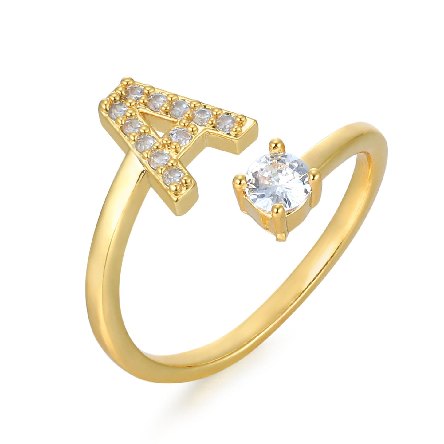 CrystalInitial Ring | Letter Ring 'Initial' with Zirconia