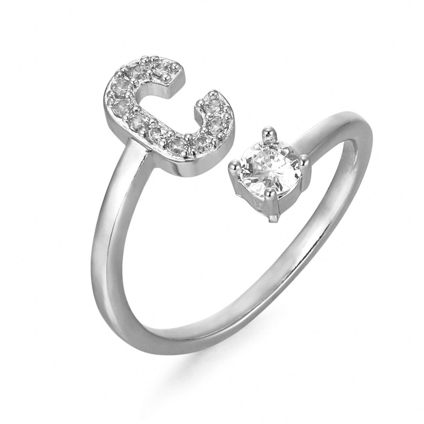 CrystalInitial Ring | Letter Ring 'Initial' with Zirconia