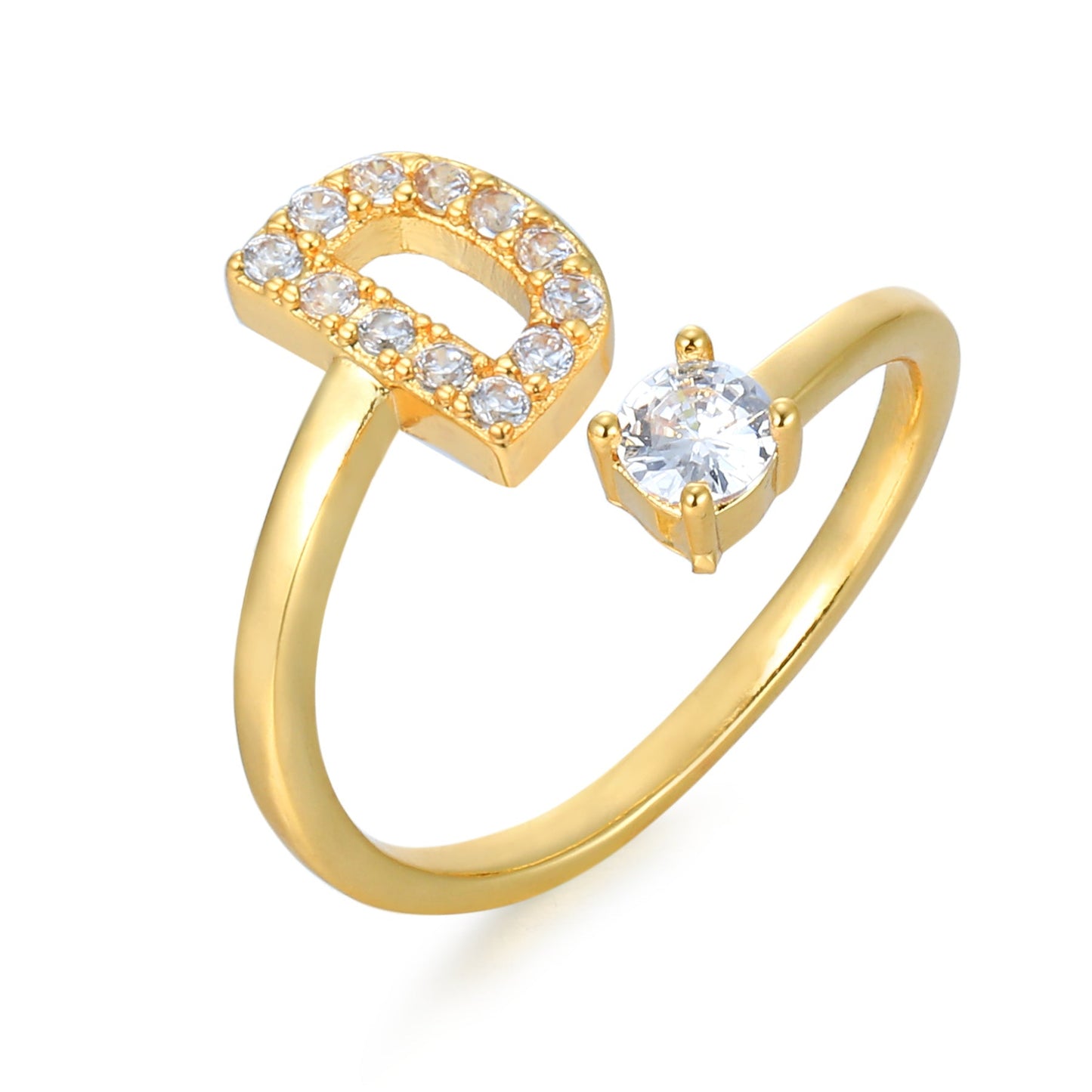 CrystalInitial Ring | Letter Ring 'Initial' with Zirconia