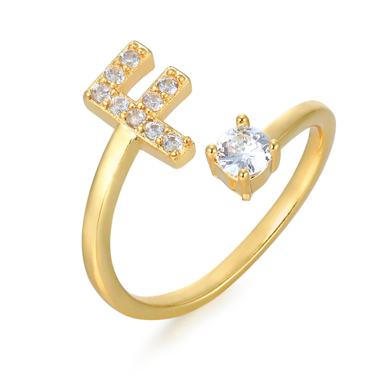 CrystalInitial Ring | Letter Ring 'Initial' with Zirconia