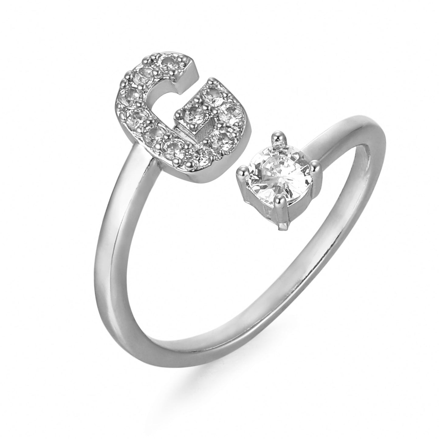 CrystalInitial Ring | Letter Ring 'Initial' with Zirconia