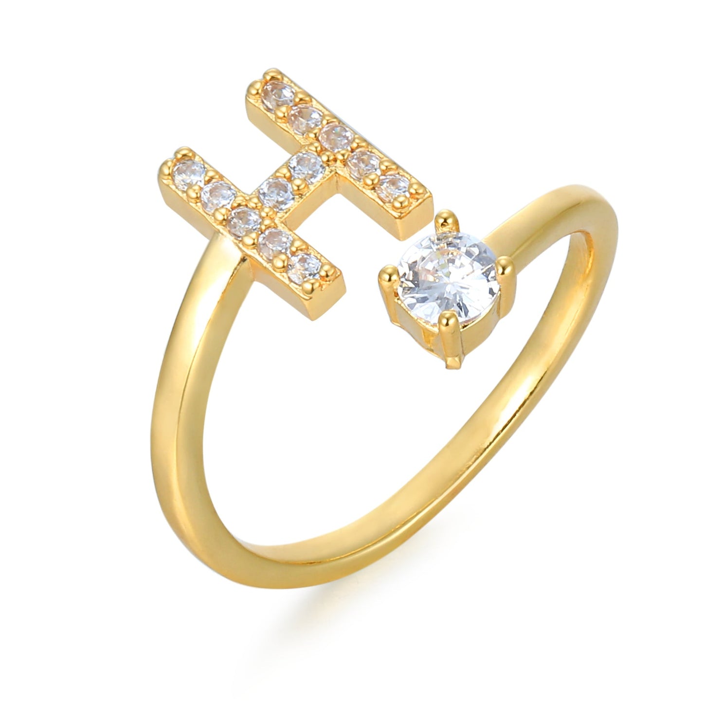 CrystalInitial Ring | Letter Ring 'Initial' with Zirconia