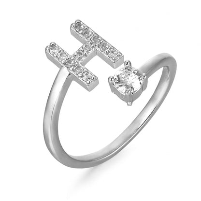 CrystalInitial Ring | Letter Ring 'Initial' with Zirconia