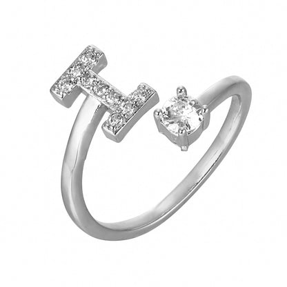 CrystalInitial Ring | Letter Ring 'Initial' with Zirconia