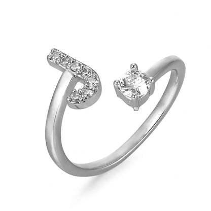 CrystalInitial Ring | Letter Ring 'Initial' with Zirconia