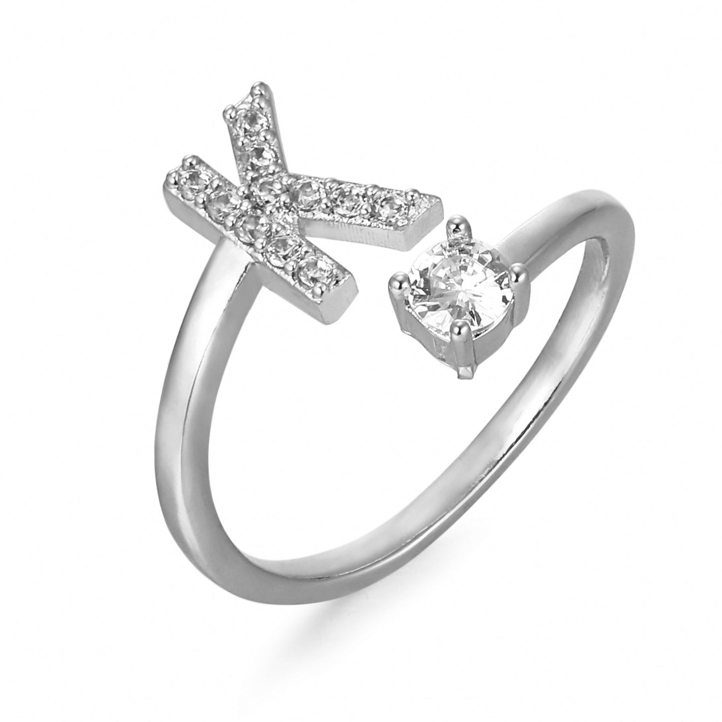 CrystalInitial Ring | Letter Ring 'Initial' with Zirconia