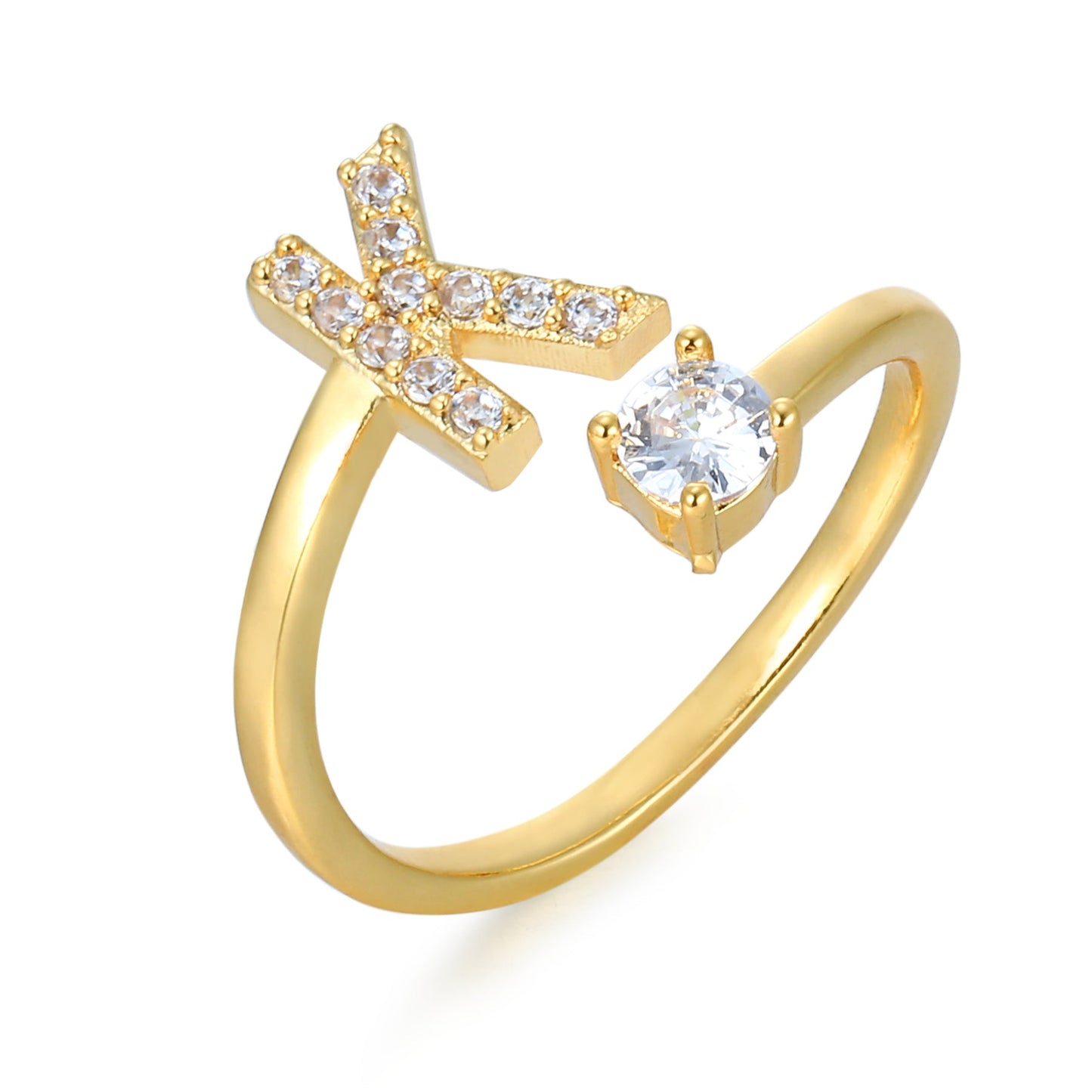 CrystalInitial Ring | Letter Ring 'Initial' with Zirconia