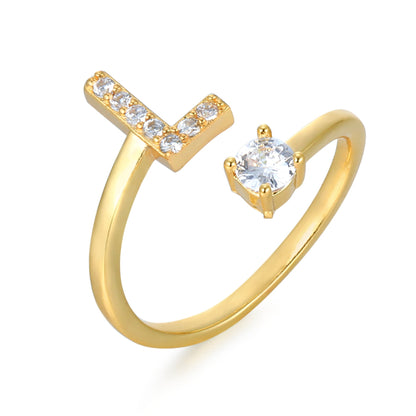 CrystalInitial Ring | Letter Ring 'Initial' with Zirconia