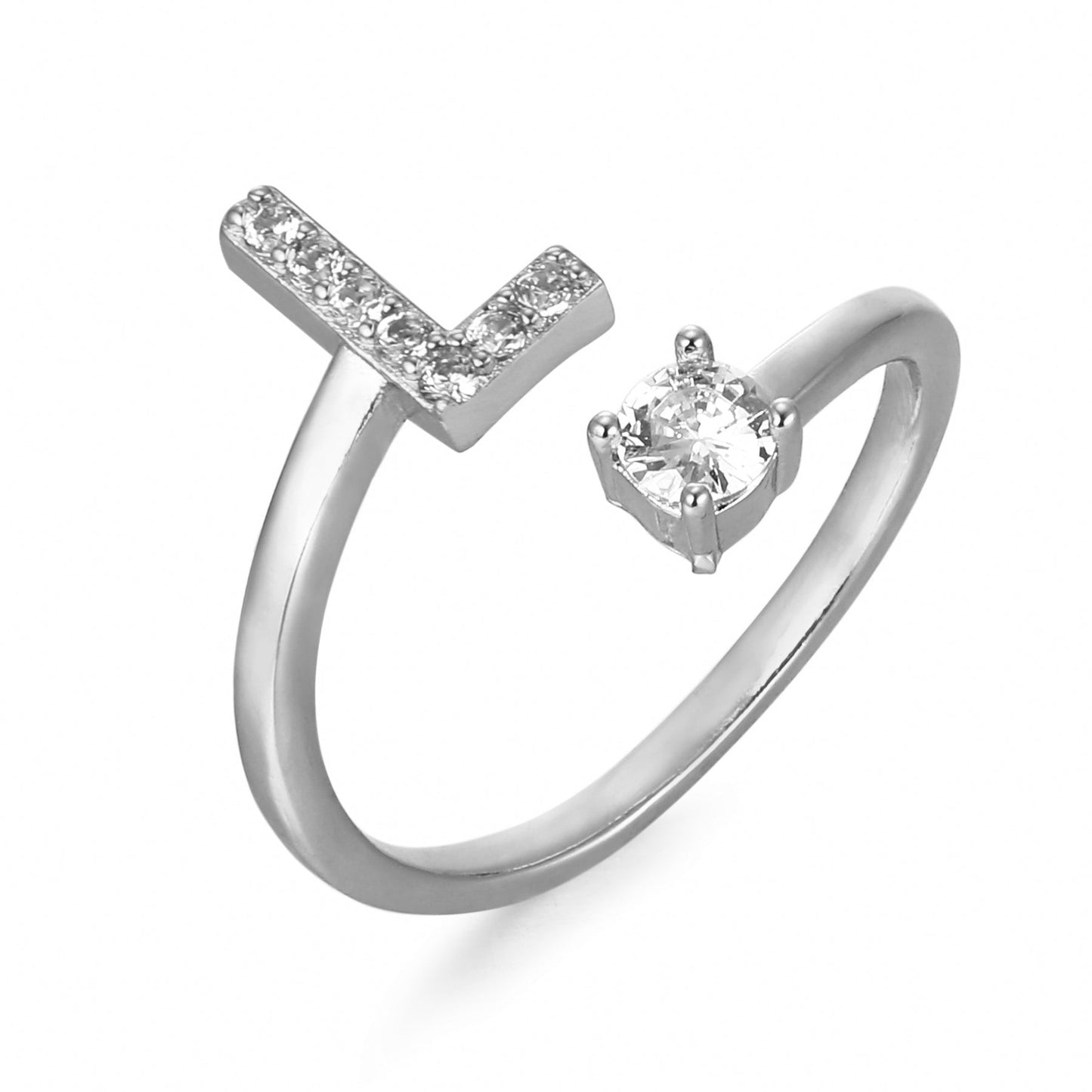 CrystalInitial Ring | Letter Ring 'Initial' with Zirconia