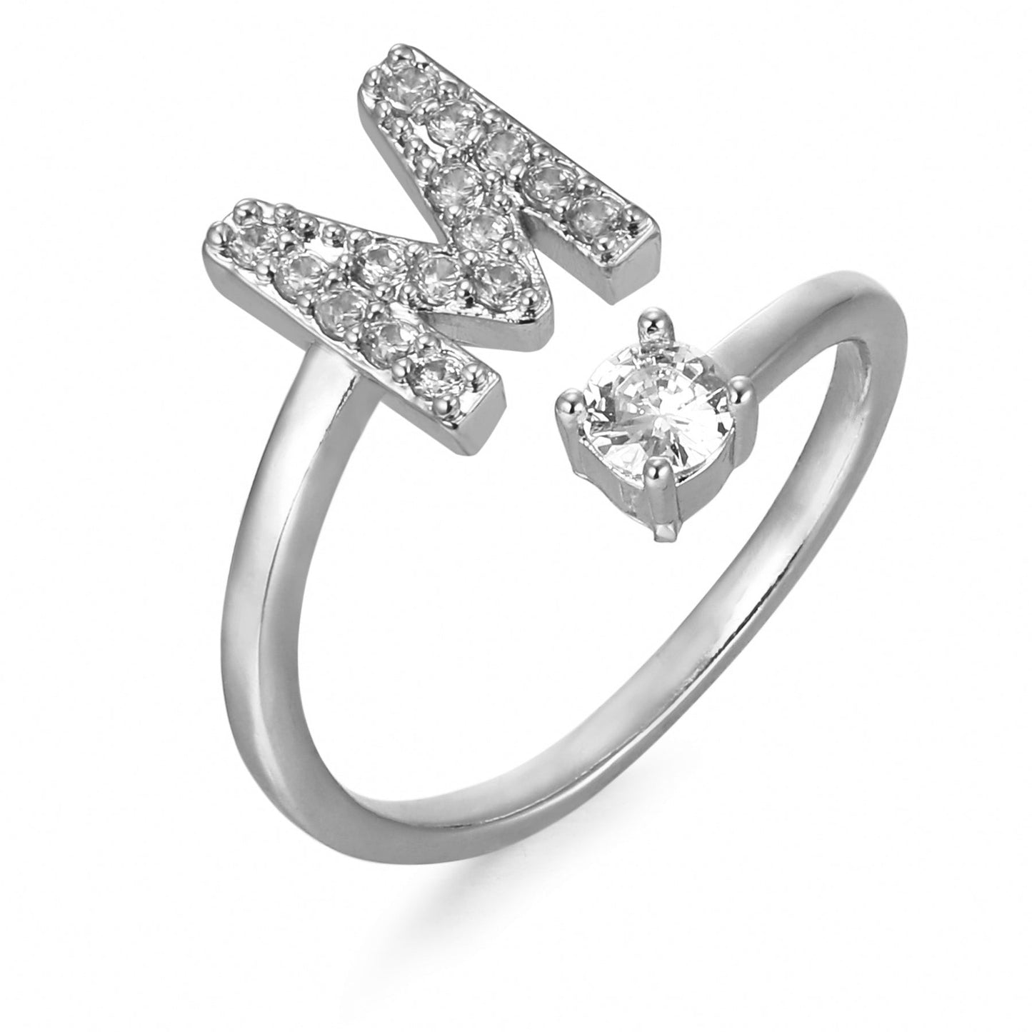 CrystalInitial Ring | Letter Ring 'Initial' with Zirconia