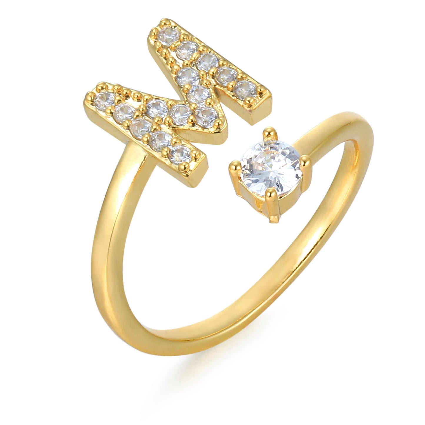 CrystalInitial Ring | Letter Ring 'Initial' with Zirconia