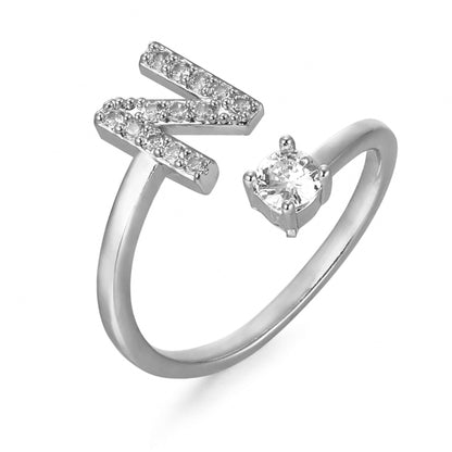 CrystalInitial Ring | Letter Ring 'Initial' with Zirconia