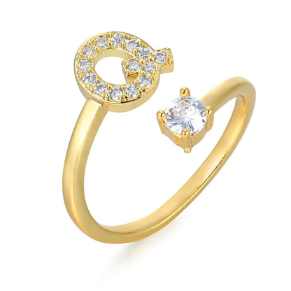 CrystalInitial Ring | Letter Ring 'Initial' with Zirconia