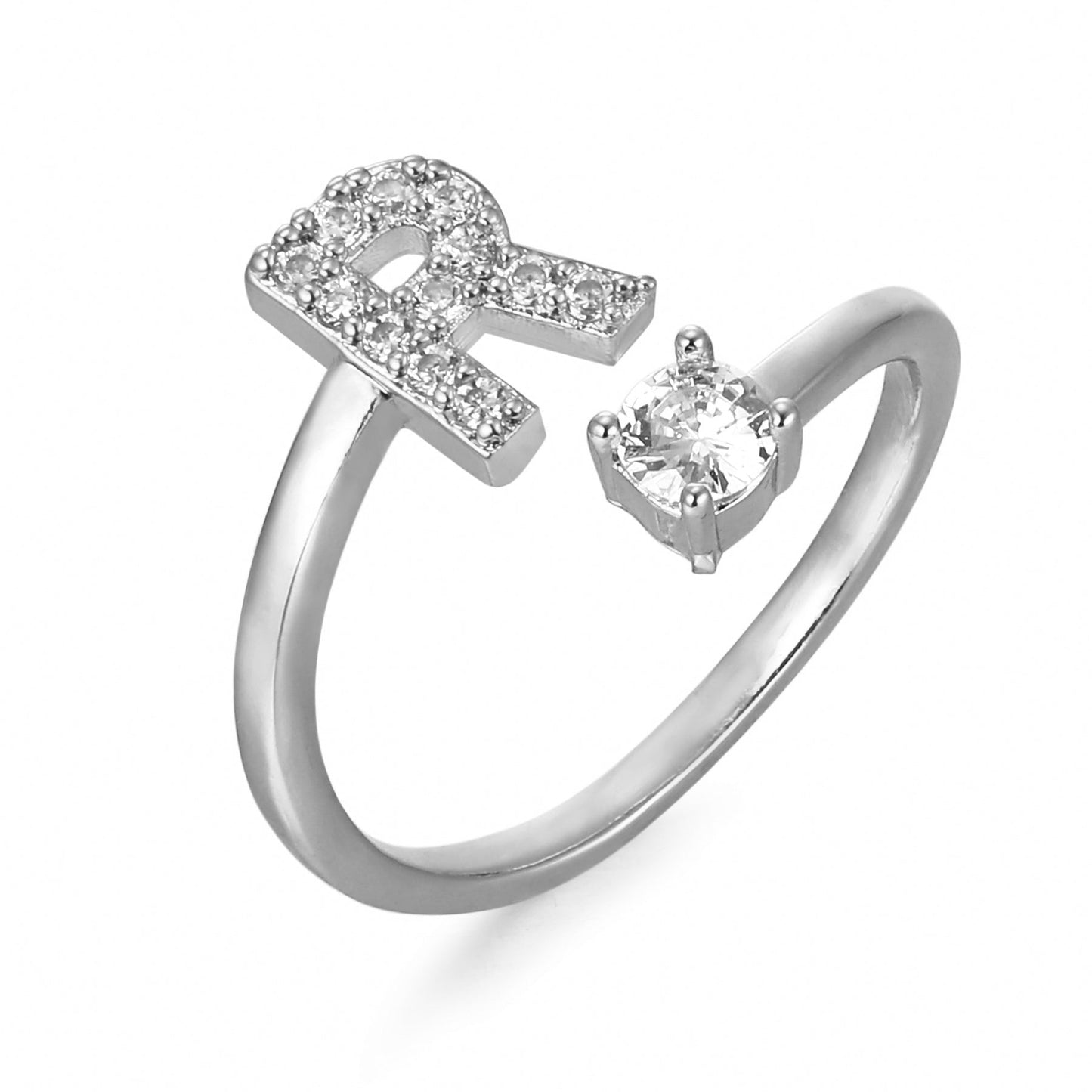 CrystalInitial Ring | Letter Ring 'Initial' with Zirconia