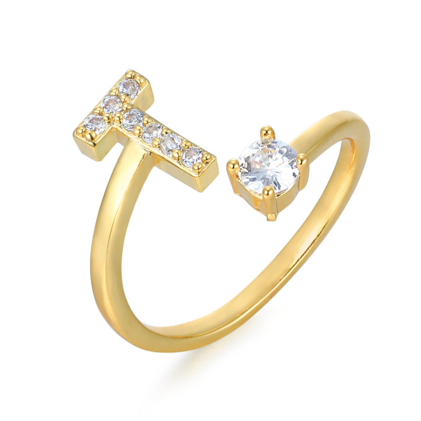 CrystalInitial Ring | Letter Ring 'Initial' with Zirconia