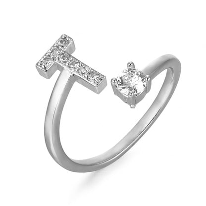 CrystalInitial Ring | Letter Ring 'Initial' with Zirconia