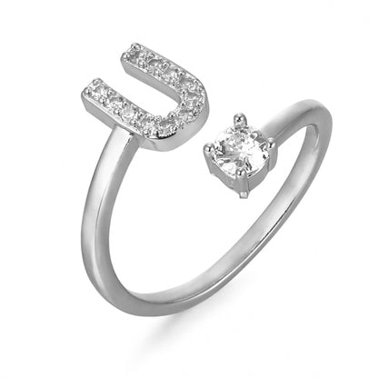 CrystalInitial Ring | Letter Ring 'Initial' with Zirconia