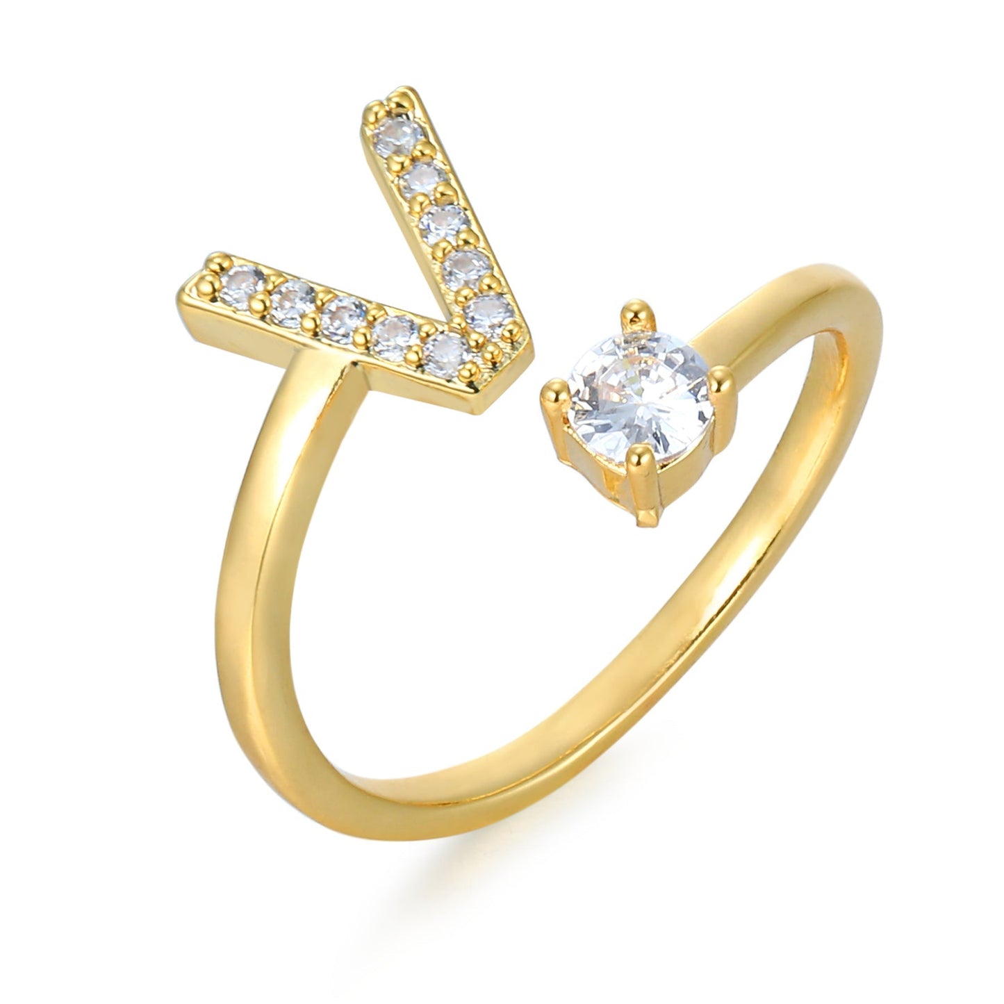 CrystalInitial Ring | Letter Ring 'Initial' with Zirconia