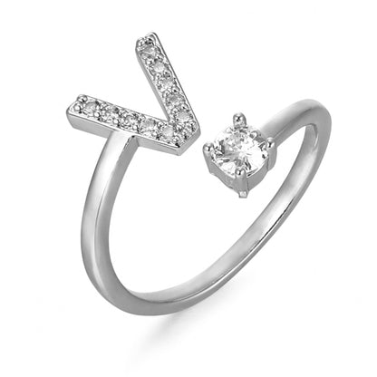 CrystalInitial Ring | Letter Ring 'Initial' with Zirconia