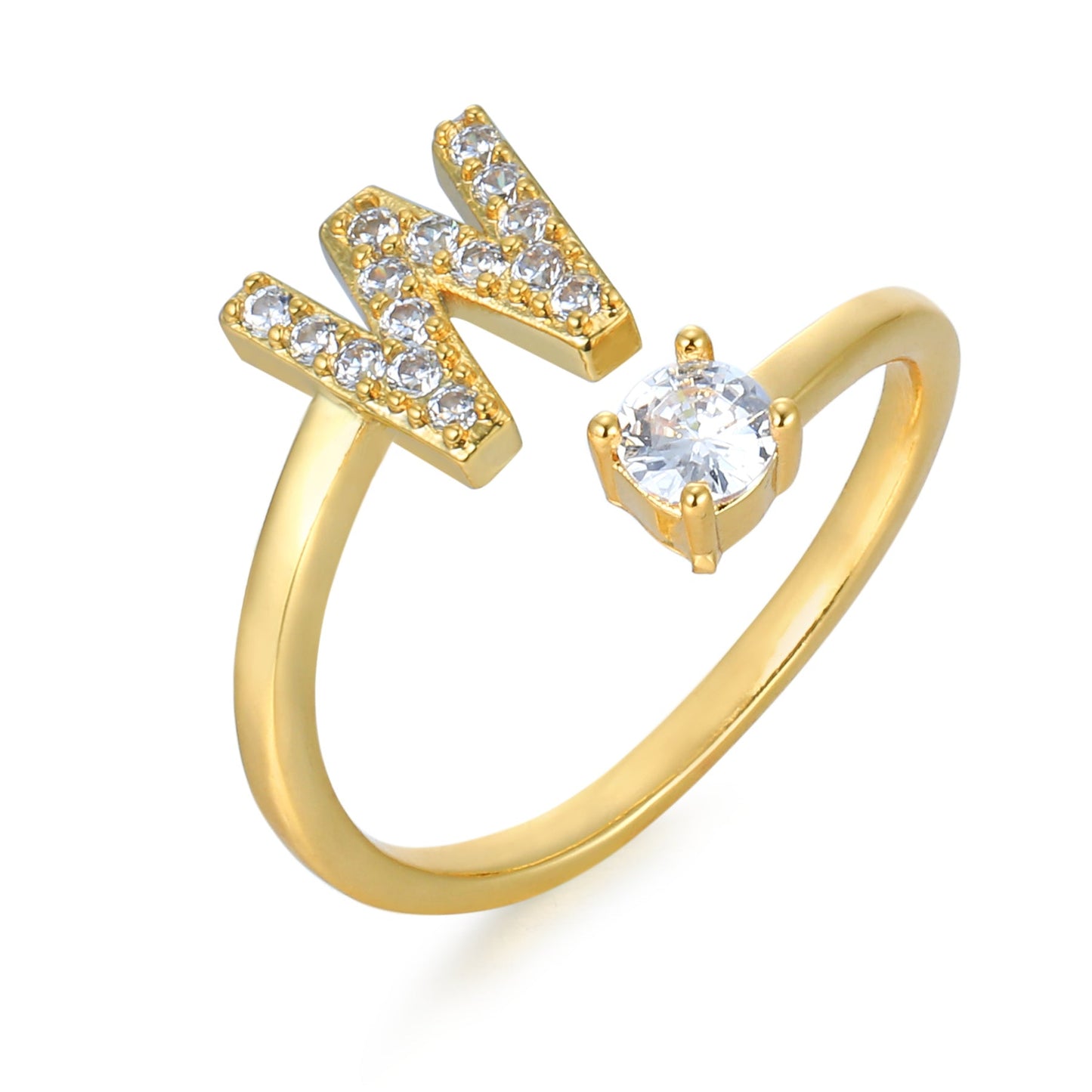 CrystalInitial Ring | Letter Ring 'Initial' with Zirconia