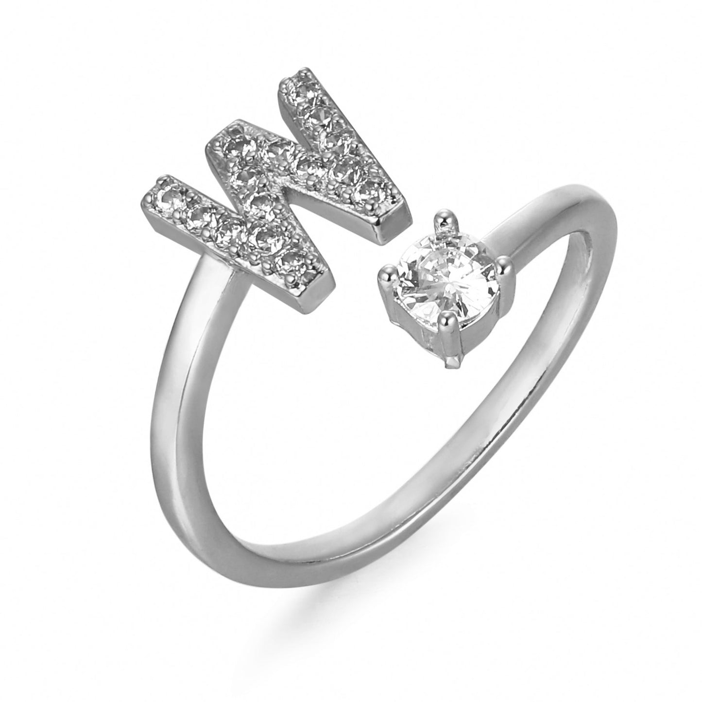 CrystalInitial Ring | Letter Ring 'Initial' with Zirconia