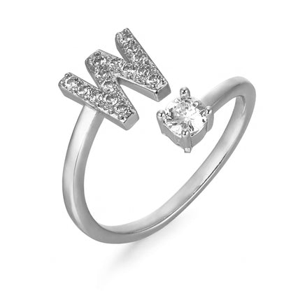 CrystalInitial Ring | Letter Ring 'Initial' with Zirconia