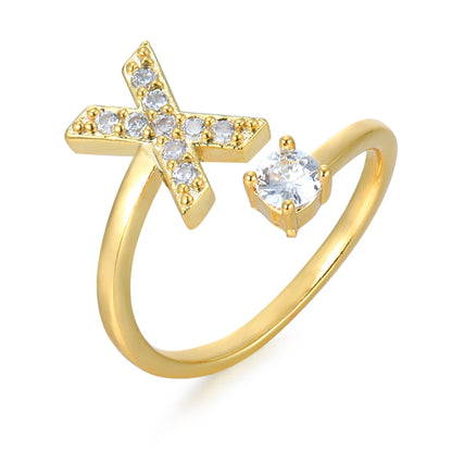 CrystalInitial Ring | Letter Ring 'Initial' with Zirconia