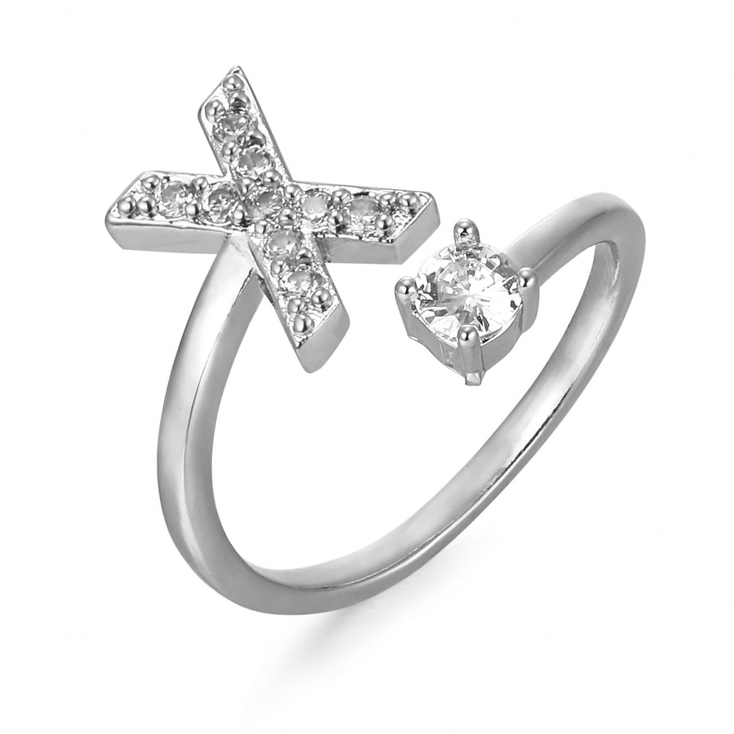 CrystalInitial Ring | Letter Ring 'Initial' with Zirconia