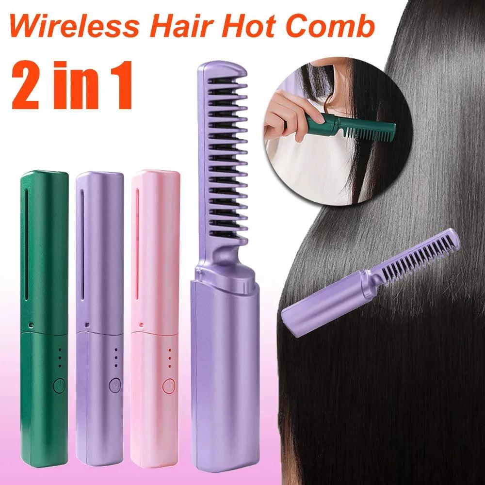 LuxeLocks | Professional Wireless Hair Straightener Curling Iron Comb