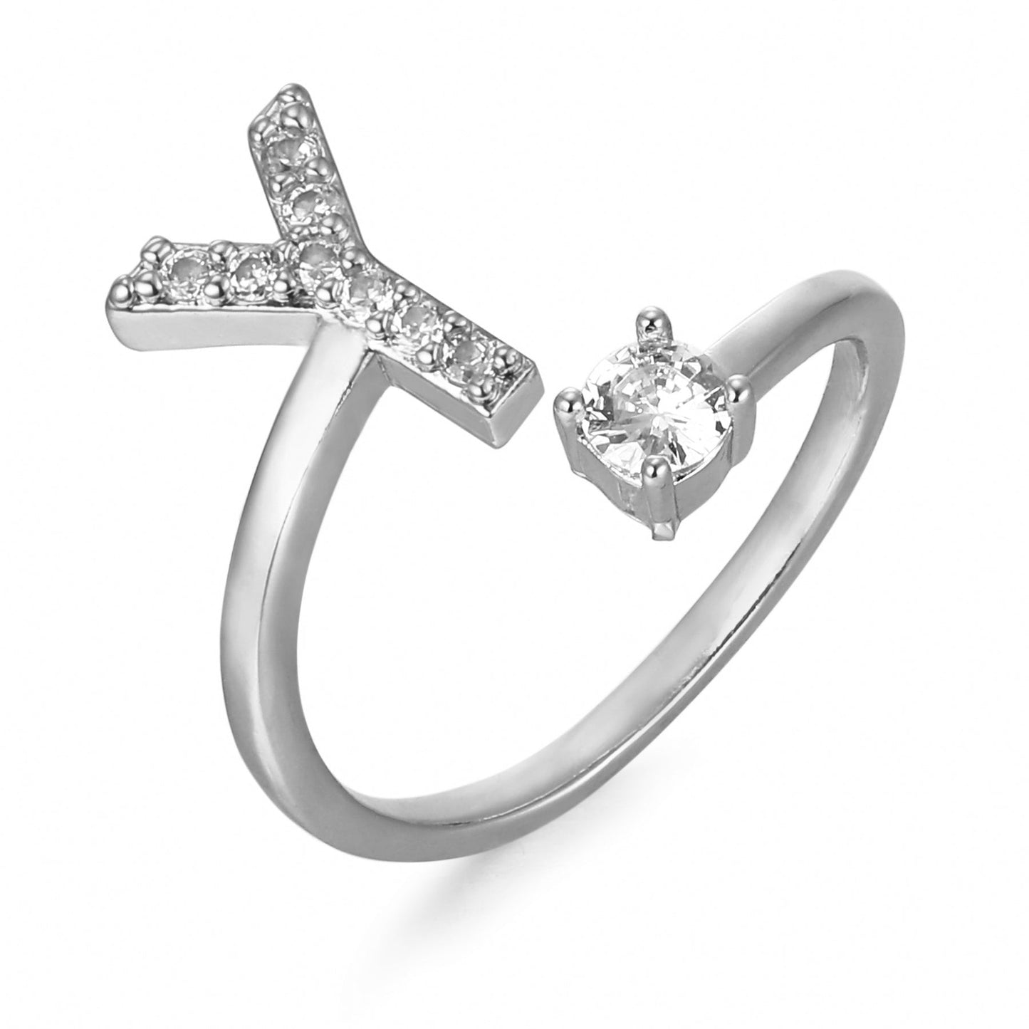 CrystalInitial Ring | Letter Ring 'Initial' with Zirconia