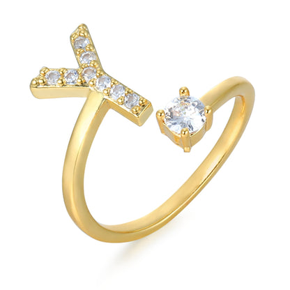 CrystalInitial Ring | Letter Ring 'Initial' with Zirconia