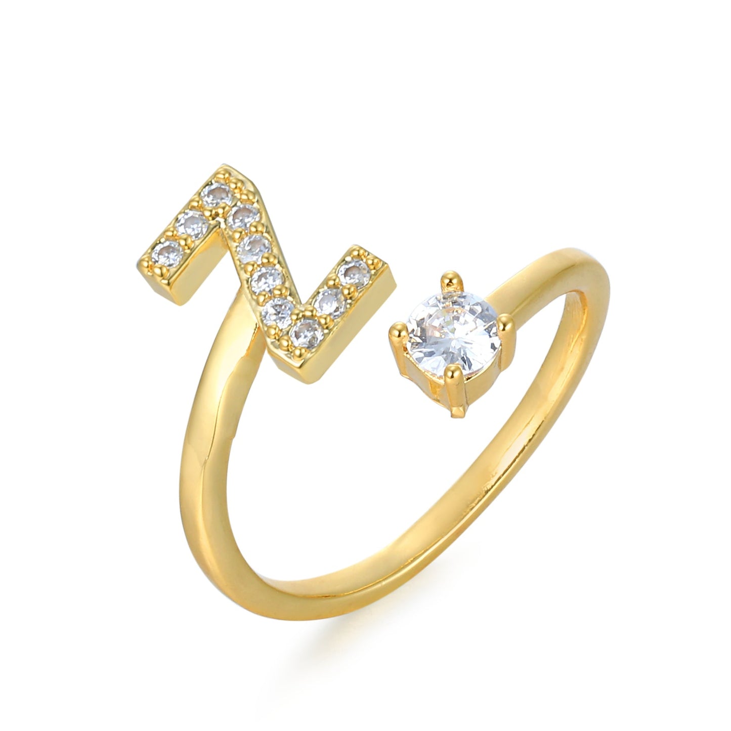 CrystalInitial Ring | Letter Ring 'Initial' with Zirconia